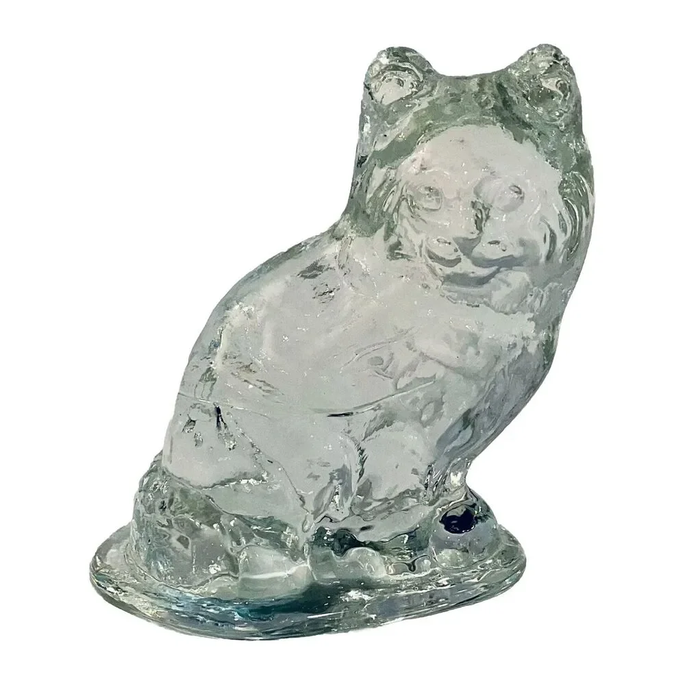 Art Glass Persian Long Haired Cat Figurine Figure Paperweight 3.75” x 3”